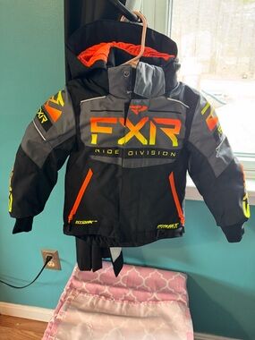 FXR Kids' Black & Gray Insulated Puffer Jacket with Orange Accents